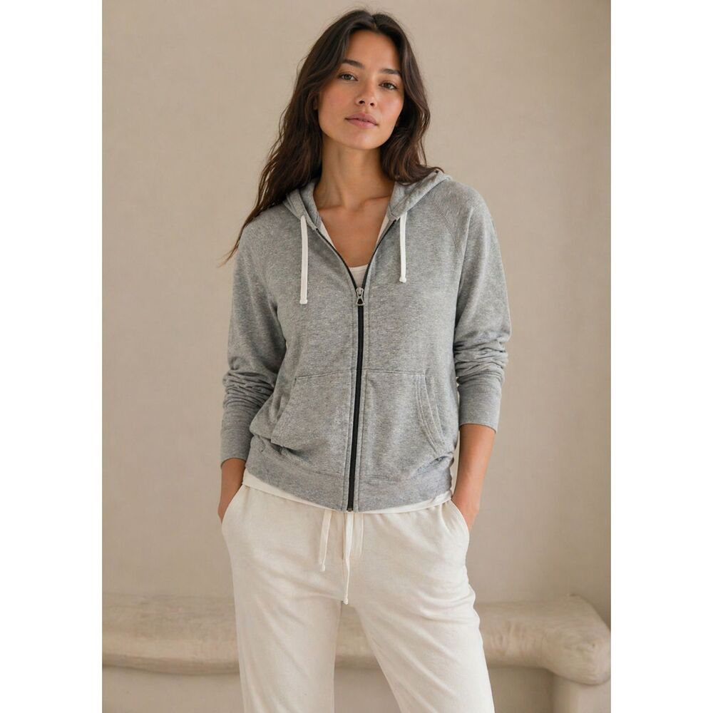Standard JAMES PERSE Gray Full Zip USA Hoodie Jacket Top  Women's Size 2 Medium
